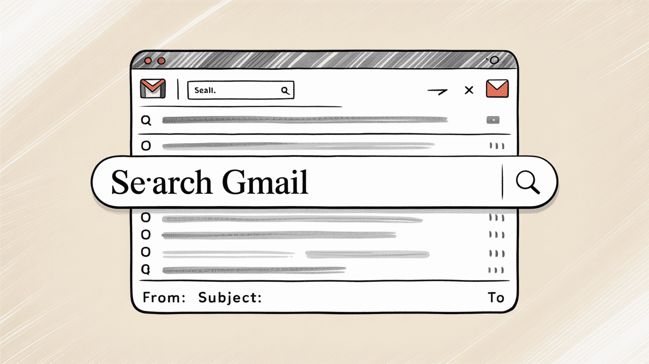Gmail search interface showing search bar and filter options for finding lost drafts